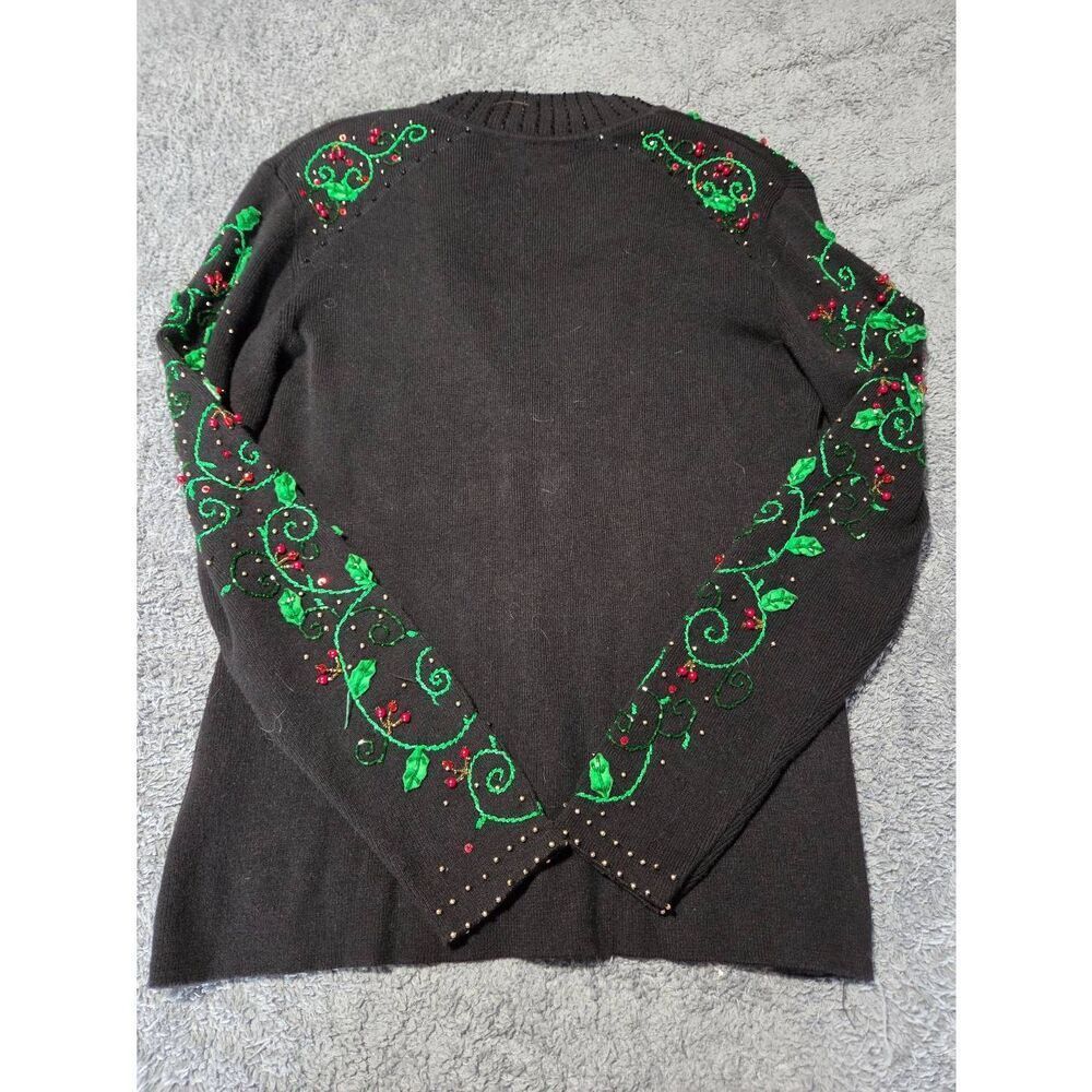 Vintage Berek Sequin Rhinestone Holiday Sweater - Picture 3 of 5